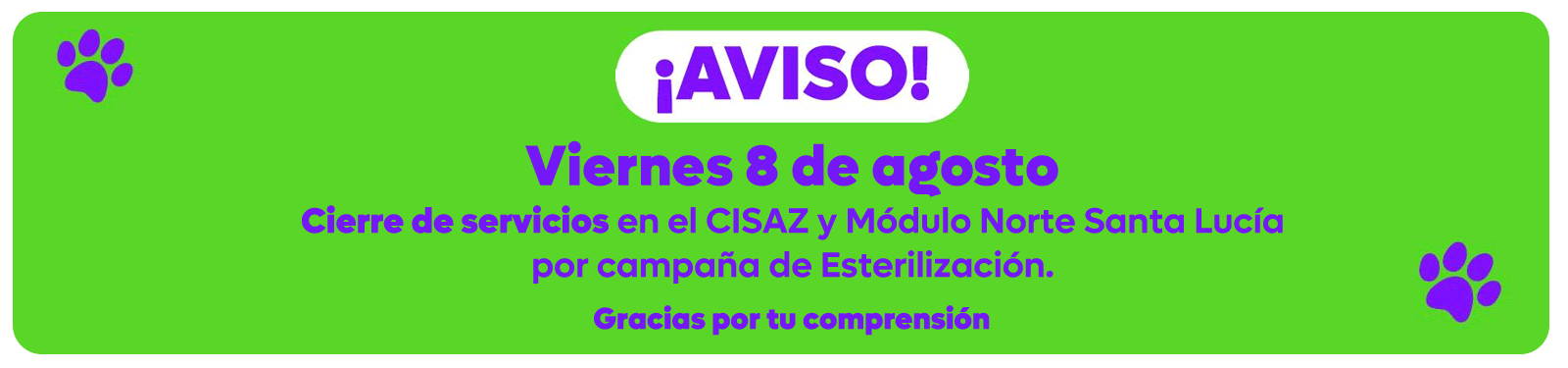 Cierre de servicios 8 de agosto